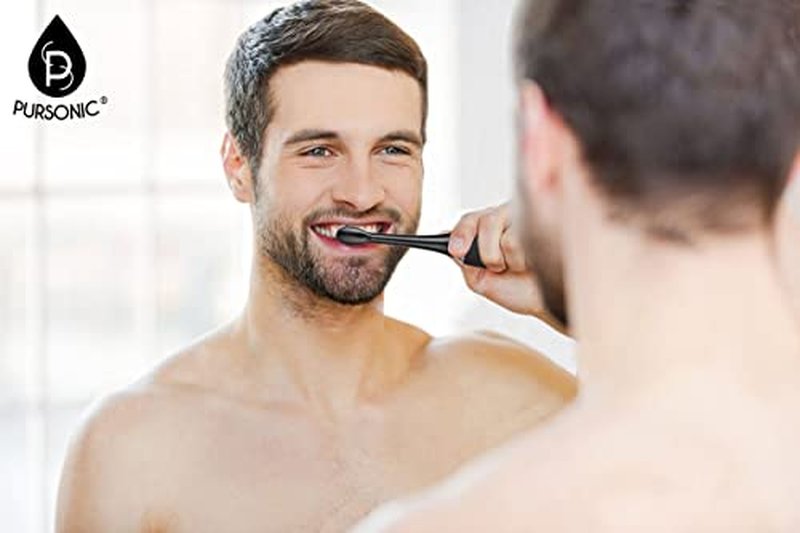 Pursonic Whitening USB Rechargeable Sonic Toothbrush-12 Brush Heads!- 38,000 Brush Strokes Per Minute-3 Brushing Modes with 2 Minute Auto Timer (Black)