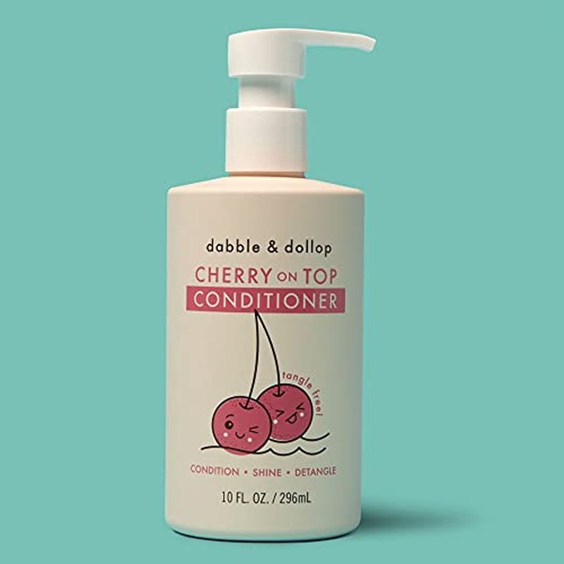 Dabble & Dollop Cherry on Top Conditioner - Natural Shine & Detangler for Kids, 100% USA-made, Paraben & Sulfate Free, Vegan, Gluten-free, Tear-Free (10oz)