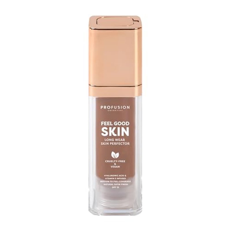 Profusion Cosmetics Feel Good Skin Perfector, Foundation Makeup for Radiant, Satin Finish, Available in 12 Curated Shades (Tan 420, 1)