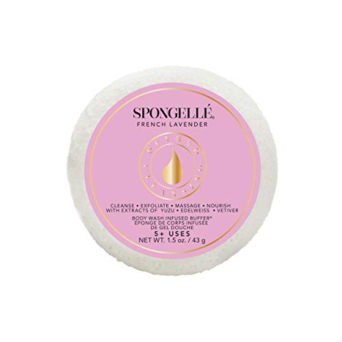 SPONGELLÉ Travel Size Spongette - Body Wash Infused Bath/Shower Sponge - French Lavender