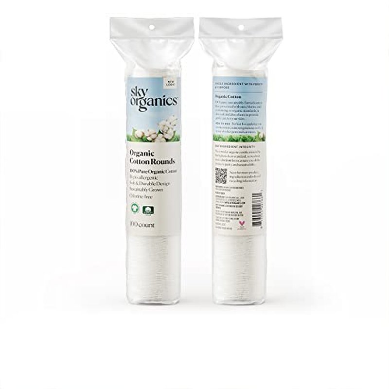Sky Organics Organic Cotton Rounds for Sensitive Skin, 100% Pure GOTS Certified Organic for Beauty & Personal Care, 100 ct. w Ebook