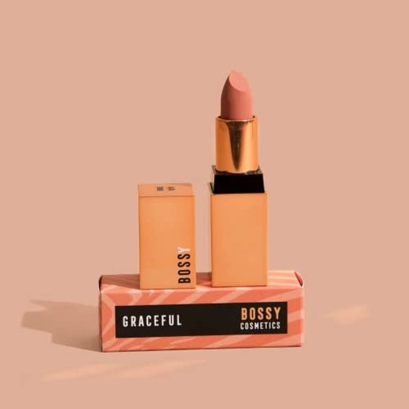 Bossy Cosmetics Matte, Long Lasting, Hydrating Vegan Lipstick with Vitamin E and Watermelon Seed Oil (Graceful - Light Pink Color)