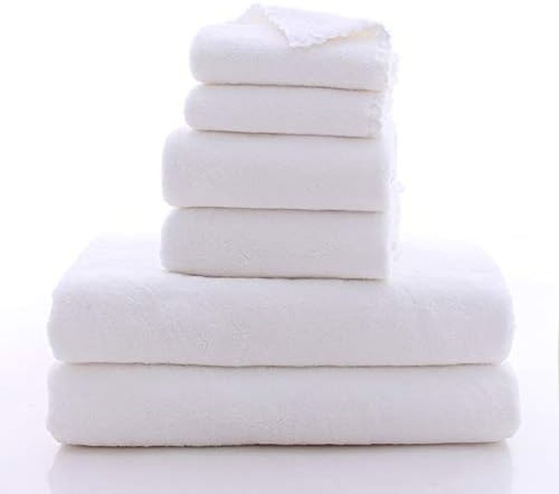 Ultra Soft Microfiber Towel Set - Quick Drying, Highly Absorbent | 2 Bath Towels, 2 Hand Towels, 2 Washcloths - White, 6 Pieces