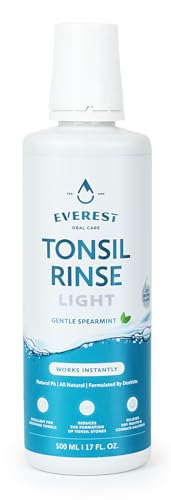Everest Mouth Wash & Tonsil Stone Remover – Natural Mouthwash or Oral Rinse Liquid to Help Soothe Tonsils, Fight Bad Breath, & Relieve Dry Mouth – Paraben & Alcohol Free Mouthwash, Spearmint