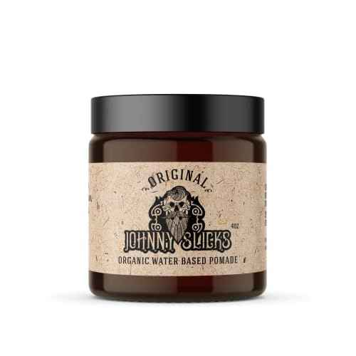 Johnny Slicks Water Based Pomade | Strong Hold, High Shine, Organic Styling for Men | Promotes Healthy Hair Growth & Helps Hydrate Dry Skin (Original, 4 Ounce) US Made, Veteran Owned
