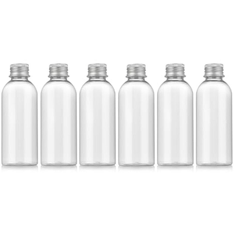 RAMFIYN 3.4 oz Travel Bottles TSA Approved, 6 pcs Refillable Travel Bottles Leak Proof with Silvery Screw Cap, Essential Oil Bottles Empty
