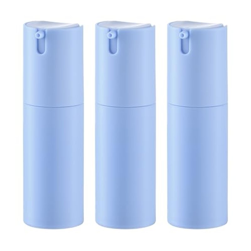 Lulupack 1 oz Airless Pump Bottles, Travel Lotion Container, Skincare Containers for Moisturizer (Plastic, Matte Blue, 3Pcs)