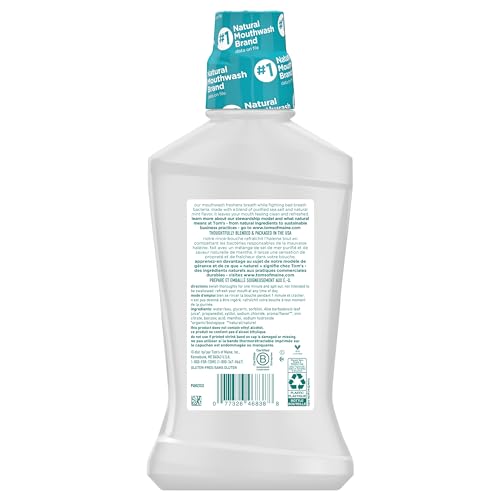 Tom's of Maine Sea Salt Natural Alcohol-Free Mouthwash, Refreshing Mint, 16 Fl Oz (Pack of 6)(Packaging May Vary)