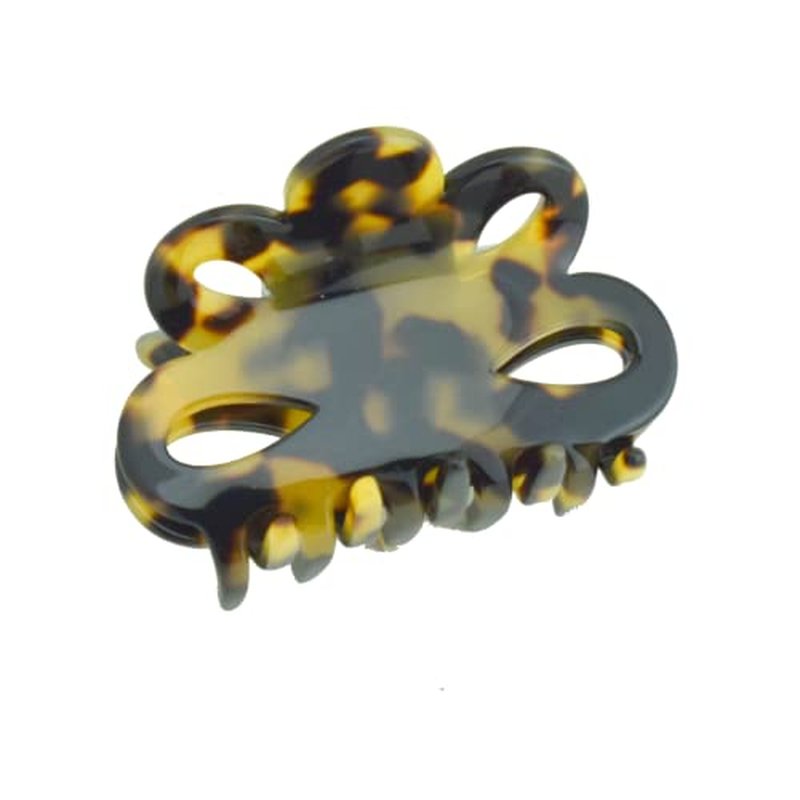 French Amie Flower Small 2 1/4" Handmade Cellulose Acetate Covered Spring Claw No Slip Grip Hair Clips Claw Girls Hair Claw Clips Jaw Fashion Durable Styling Paris Hair Accessories for Women, Made in France (Cream Ivory)