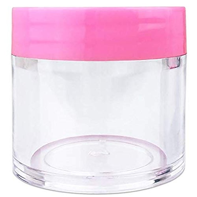 Beauticom 30g/30ml (1 fl. oz.) Double Wall Clear Plastic Leak Proof Jars with Flat Top Lids for Creams, Lotions, Make Up, Powders, Glitters, and more... (Color: Pink, Pieces: 12)
