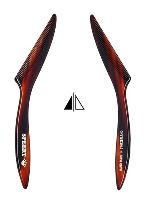 Speert #1617 Handmade Narrow Tooth Mustache Beard Comb Small Tortoise Havana Acetate Thick Coarse Fine Short Pocket Sized Facial Hair Grooming Tangle Free Beard Straightener Growth Care Styling Wet
