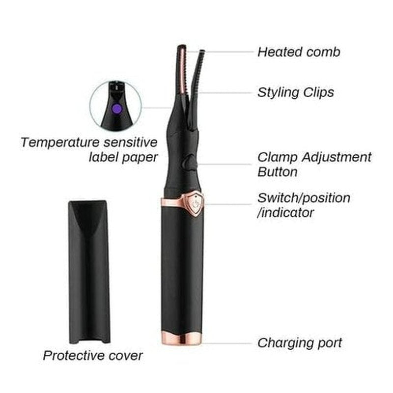 hoehew Heated Eyelash Curler for Women - 2025 Upgrade Electric Eyelash Curler with USB Rechargeable, 3 Heat Modes, Fast Heat up in 8s, 24 Hours Long Lasting (Black)