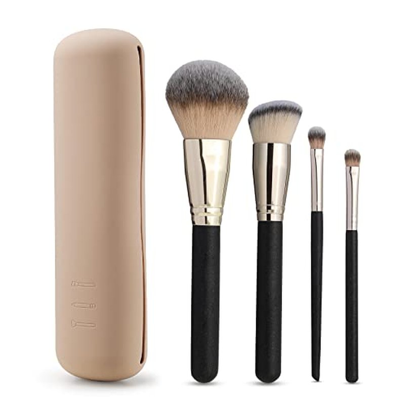 FERYES Large Travel Makeup Brush Holder, Magnetic Anti-fall Out Silicon Portable Cosmetic Face Brushes Holder, Soft and Sleek Makeup Tools Organizer for Travel- (8.27 * 2.36 * 1.57)