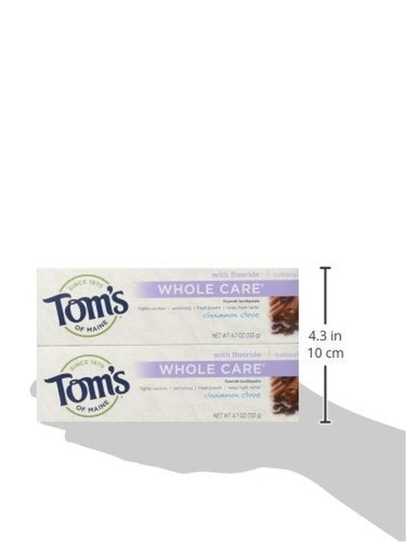 Tom's of Maine Whole Care Fluoride Toothpaste, Cinnamon Clove, 4.7 Ounce, 2 Count