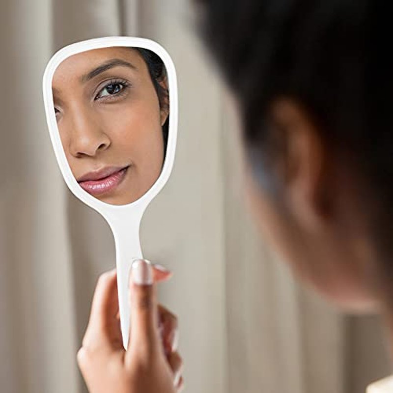 Jetec Small Handheld Hand Mirror Compact Travel Makeup Mirror Handheld Cosmetic Personal Mirror Portable Vanity Mirror 3.15 * 7.09inch(Black, White,8 Pcs)