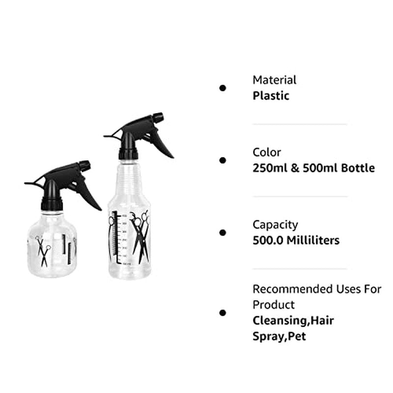 Avenoir Mister Spray Bottle, 250ml & 500ml Adjustable Spray Storage Container for Hair, Plant and Home Cleaning