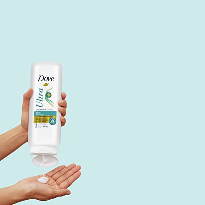 Dove Ultra Daily Moisture Concentrate Shampoo for Dry Hair Moisturizes and Smooths in 30 Seconds, Ultra-Lather Technology and 2X More Washes 20 oz