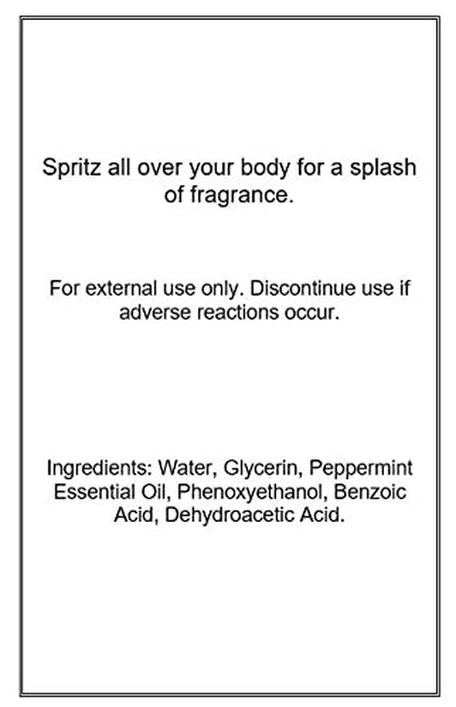 Peppermint Essential Oil Body Spray, 8 ounces, Body Mist for Women with Clean, Light & Gentle Fragrance, Long Lasting Perfume with Comforting Scent for Men & Women, Cologne with Soft, Subtle Aroma For
