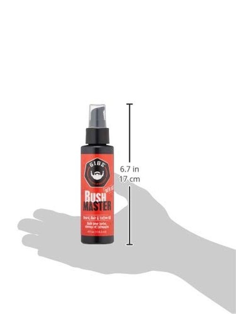 GIBS Grooming Bush Master Beard, Hair & Tattoo Oil- All-Natural with Nutmeg, Leather, Vanilla & Musk Scent- Softens & Strengthens Beard Growth, Moisturizes Skin, 4 Oz.