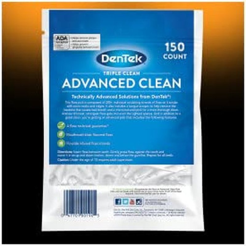 DenTek Triple Clean Advanced Floss Picks, No Break & No Shred Floss, 150 Count. (Pack of 5)