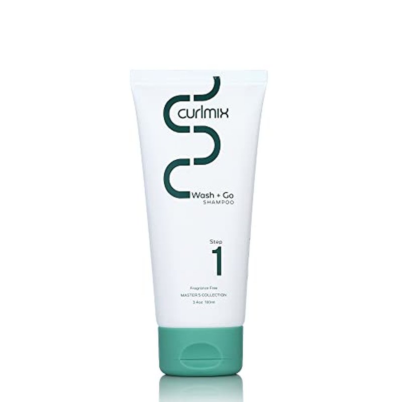 CurlMix Wash & Go Shampoo for Curly Hair - Travel Size Sample 3.4 oz - Deep Cleansing Shampoo Removes Buildup - Fragrance-Free