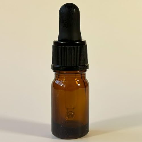 PIPIBA 24Pack 1/6 oz (5ml) Round Drip Tip Glass Eye Droppers. Essential Oil Glass Bottle. For Lab Bottles (Amber)