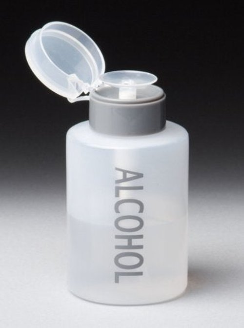 9oz Gray with Word Imprint Push Down Pump Dispenser Empty Refillerable Bottle with Flip Top Cap - for Nail Polish, Travel, Cosmetics Packaging