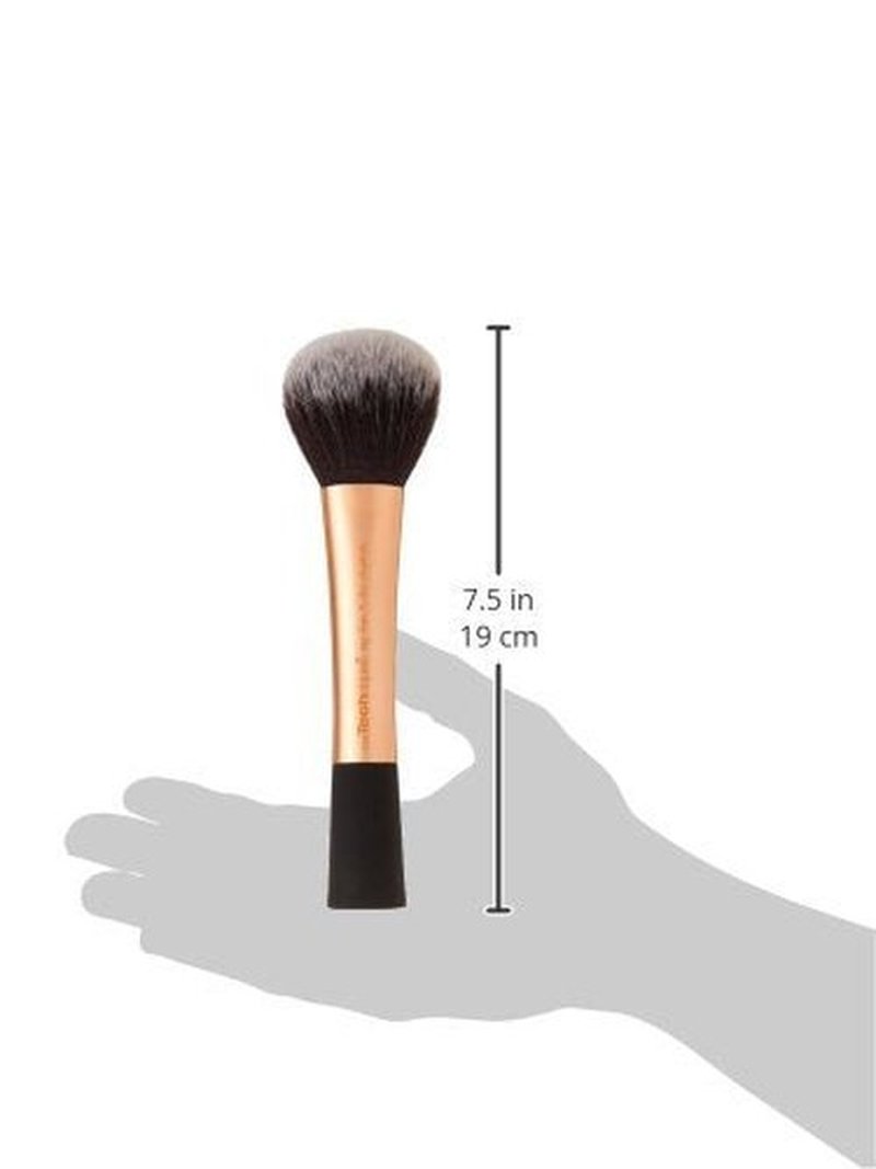Real Techniques Powder Brush, Ultra Plush Synthetic Bristles, Aluminum Ferrules to Build Coverage, Cruelty Free, Mattified Finish, For Foundation, Setting Powder, Bronzers, Orange, 1 Count