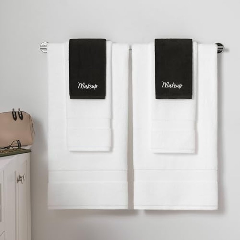 Arkwright Makeup Towels - Pack of 6 - Super Soft 100% Cotton, Gentle & Lightweight Small Fingertip Powder Room Washcloths, Guest Bathroom Essentials for Hosts & Artists, 11 x 17 in, Black