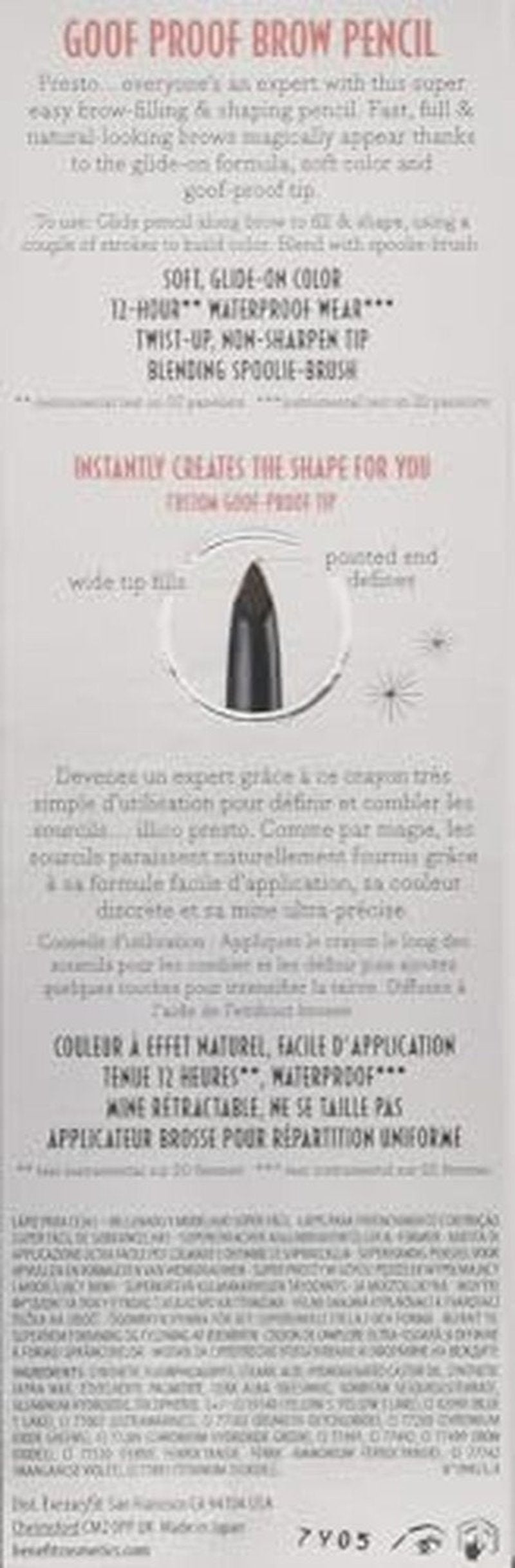 Benefit Goof Proof Brow Pencil Super Easy Eyebrow Shaping and Filling Tool - Shade 4
