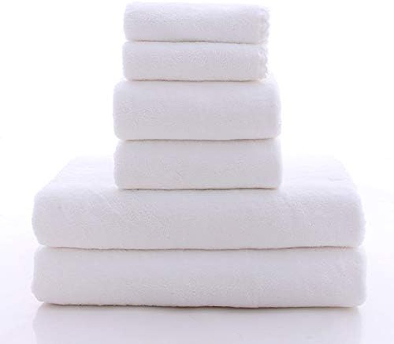 Ultra Soft Microfiber Towel Set - Quick Drying, Highly Absorbent | 2 Bath Towels, 2 Hand Towels, 2 Washcloths - White, 6 Pieces