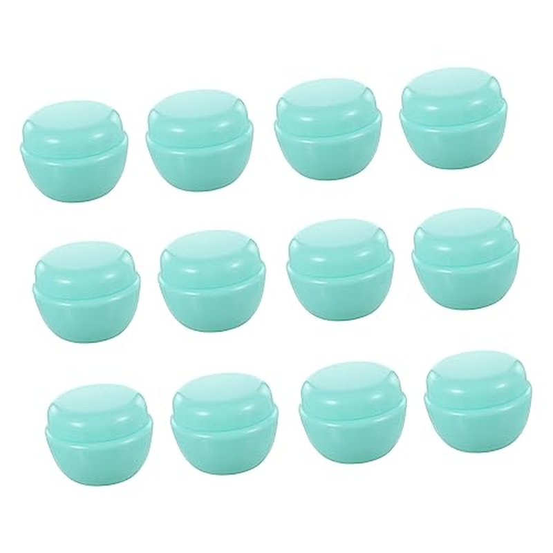 HONMEET 12pcs Plastic Cream & Milk Box Makeup Samples Holder Makeup Cosmetic Containers Round Container with Lid Cosmetic Jars Mini Creams Travel Jars Makeup Jar with Lid Pink