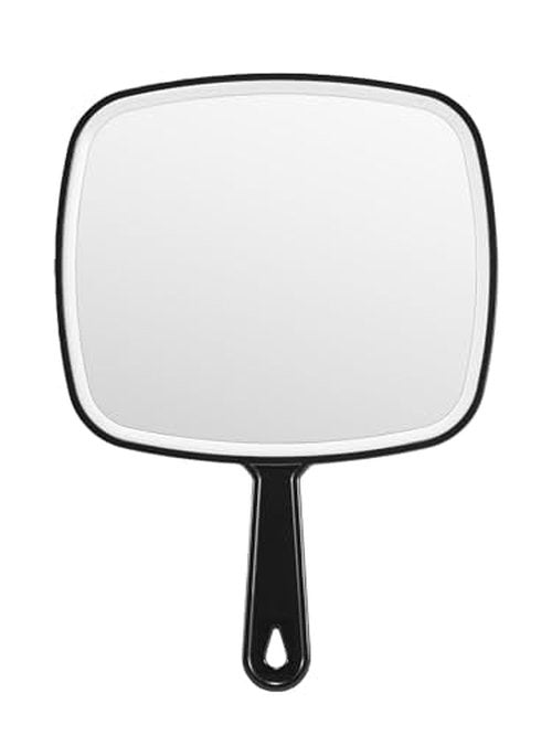 BEFUI Extra Large Handheld Mirror，Hand Salon Mirror with Handle for Barbers, Hairdressing (Black，12.4" Lx 9" W)