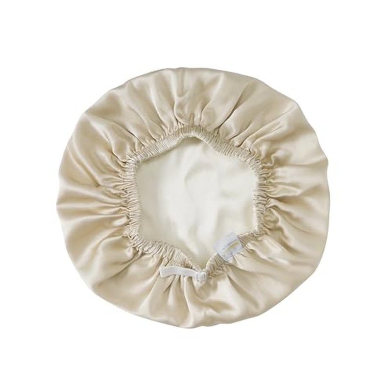 ZIMASILK 100% Mulberry Silk Bonnet for Sleeping Women Long Hair Double Layer Silk Hair Wrap with Adjustable Band Natural Silk Bonnet for Hair Care Stay On Head (1Pc, Beige)