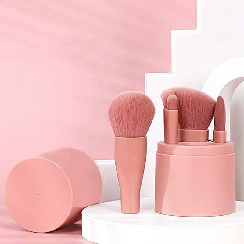 Easy-taken Travel Makeup Brush Set, COSHINE 5pcs Mini Complete Function Cosmetic Brushes Kit (5pcs with holder)