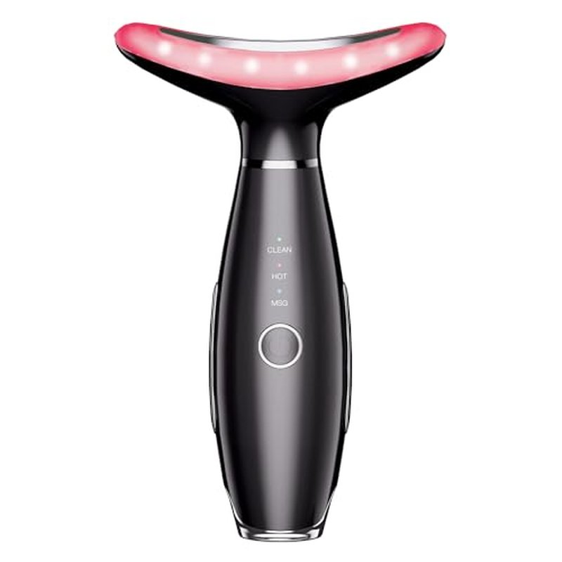 Neck Face Beauty Device, Vibration Face Massager, 3 in 1 Face Sculpting Tool Facial Massager for Double Chin, Thermals and Skin Care (Black)