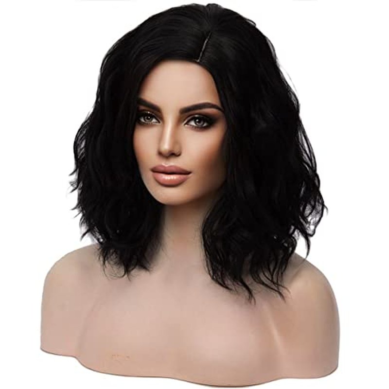 MAGQOO Red Wig Bright Red Wig for Women Red Bob Wig Short Curly Wavy Bright Red Wigs Synthetic Halloween Cosplay Costume Party Wigs (Red, Women Girls)