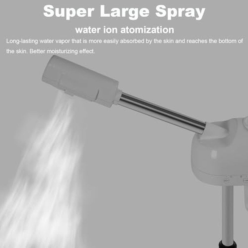 Professional Ozone Facial Steamer with Hot Mist Function, Stand Facial Steamer On Wheels, Height Adjustable & 360° Rotatable Nozzle, Use at Home & Salon SPA