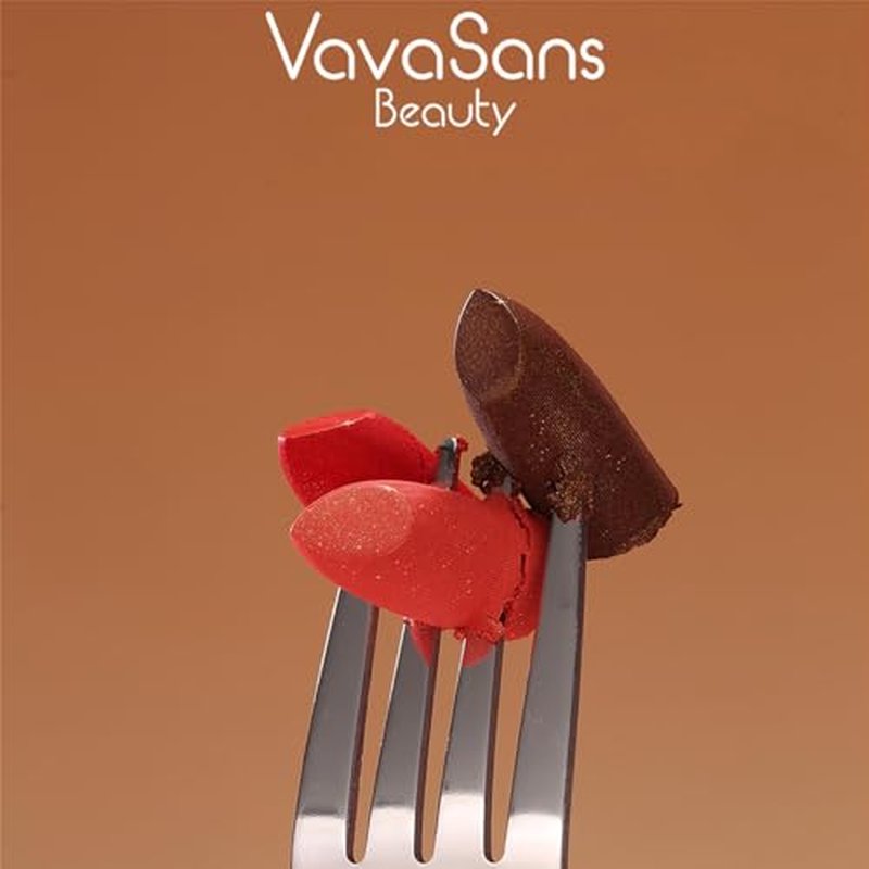 VavaSans Vegan Glitter Lipstick Brownstone Shimmer Metallic Sparkling Dark Brown Shade Long Lasting Waterproof Non-Sticky Formula Diamond Shiny Highly Pigmented Lip Stick for Women