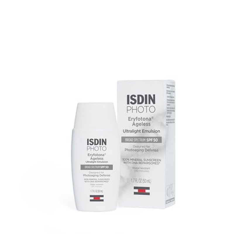 ISDIN Eryfotona Ageless Tinted Mineral Sunscreen for Face, SPF 50 Zinc Oxide Formula Helps Repair Sun Damage, 1.7 Fl.Oz. Travel-Size Tube, Water Resistant and Non-comedogenic