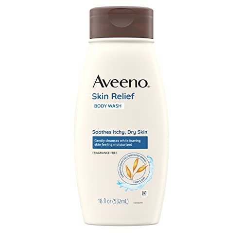 Aveeno Skin Relief Body Care Set, Daily Moisturizing Body Wash for Dry Skin, 18 oz & Skin Relief 24 Hour Moisturizing Body Lotion for Sensitive Skin, 12 oz, Fragrance Free, 2 Pack