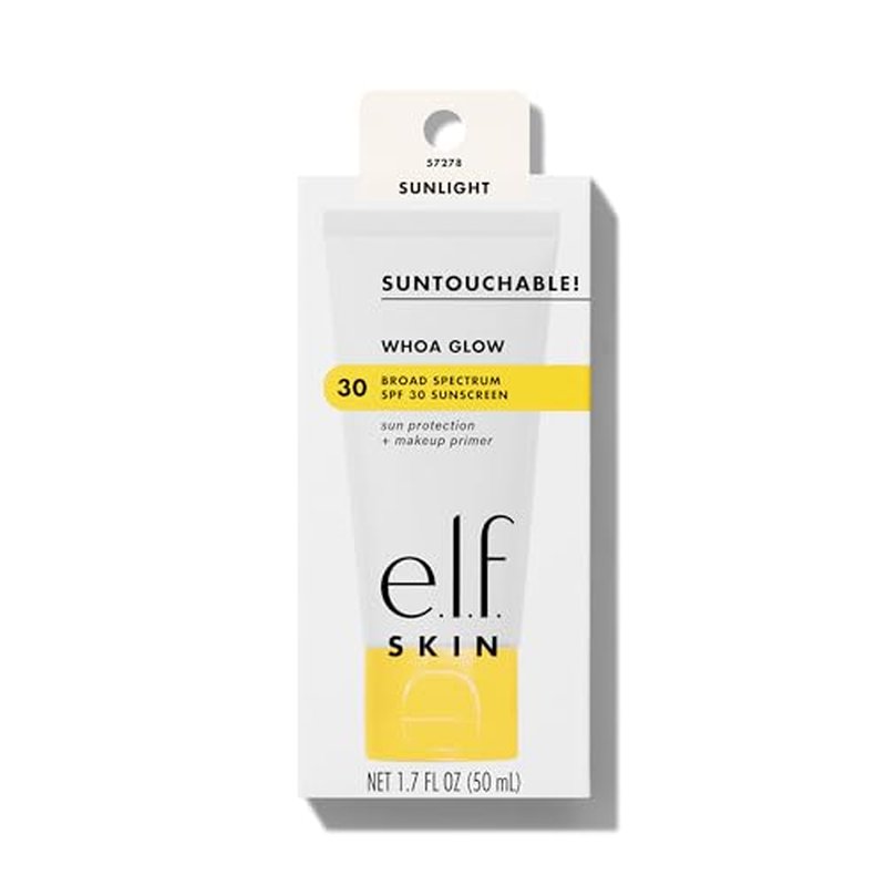 e.l.f. SKIN Suntouchable Whoa Glow SPF 30, Sunscreen & Makeup Primer For A Glowy Finish, Made With Hyaluronic Acid, Vegan & Cruelty-Free, Packaging May Vary, Sunlight