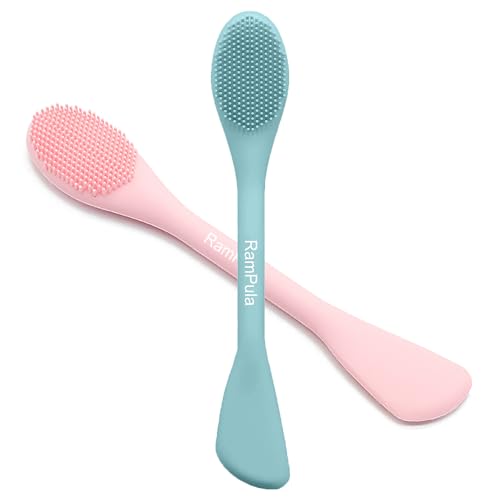 Face Mask Brush Applicator, Mask Brushes For Facials Cleansing & Exfoliating, Facial Clay Mask Applicator Tool Silicone Mask Spatula Cream Skincare For Apply Cream, Lotion, Mud, Clay (Black+Starlight)