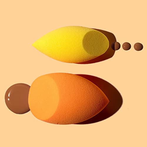 Real Techniques Miracle Complexion Sponge + Concealer Sponge Duo, Makeup Blending Sponges For Foundation & Concealer, Offers Light To Medium Coverage, Natural, Dewy Makeup, Latex-Free Foam 2 Count