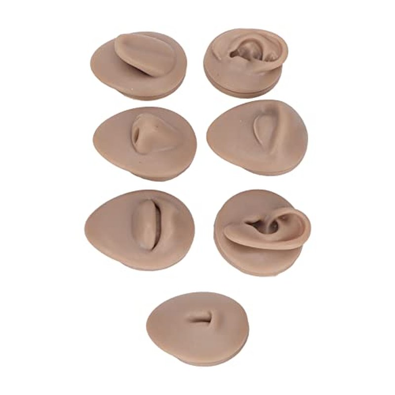 Body Piercing Model 6Pcs Simulation Silicone Body Part Piercing Practice Kit, Ear Eye Nose Mouth Tongue and Belly Button Model for Novice Piercer, Soft Model Body Part Displays Set
