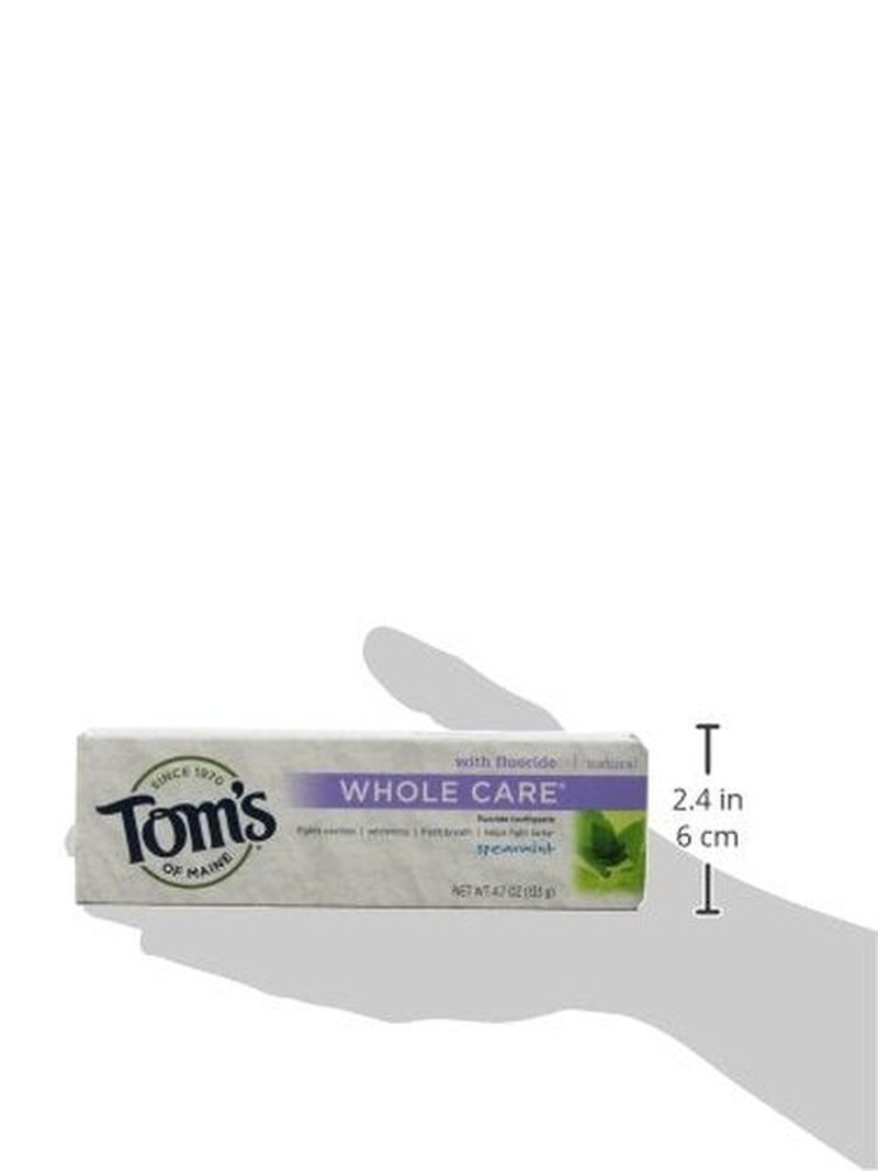 Tom's of Maine Whole Care Fluoride Toothpaste, Natural Toothpaste, Whitening Toothpaste, Spearmint, 4.7 Ounce, 2-Pack