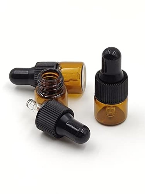 YYNGJCK 15Packs 3ml Tiny Amber Glass Mini Dropper Bottles for Essential Oils, Cosmetics, and Liquid Small Empty Travel Sample Vials with Dropper and Black Caps