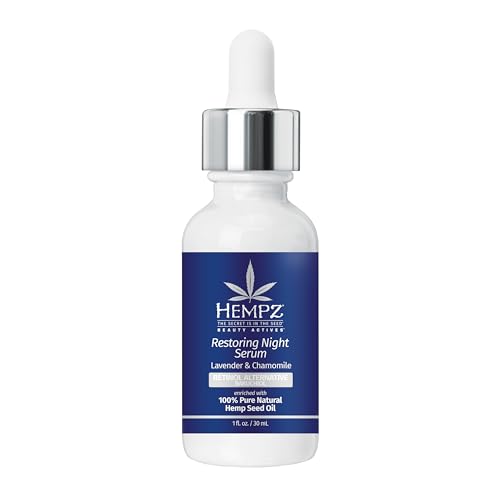 Hempz Lavender & Chamomile Facial Serum, with plant-based retinol Bakuchiol, for dry or aging skn types, for men and women, 1oz