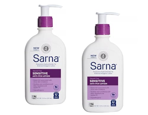 Sarna Sensitive Steroid-Free Anti-Itch Lotion for Dry Irritated Skin, Fragrance free - 7.5 Fl Oz