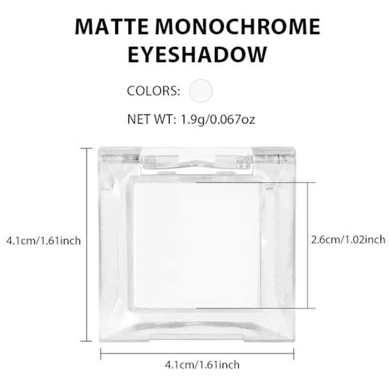 HHLTOH Eyeshadow Single Matte, High-Pigment Monochrome Eye Shadow Pressed Powder, Everyday Velvety Silky Eye Makeup Looks, Professional Long-Lasting Waterproof Single Eyeshadow Palette, White 02
